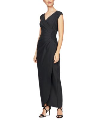 Alex Evenings - Women's Surplice-Neck Cap-Sleeve Gown