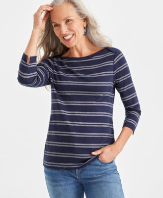 Style & Co - Petite Merry Striped Knit Top