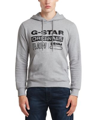 G-Star Raw - Men's Distressed Originals Regular-Fit Logo Print Fleece Hoodie