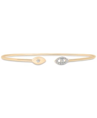 Wrapped - Diamond Evil Eye Wire Cuff Bangle Bracelet (1/10 ct. t.w.) in 14k Gold
