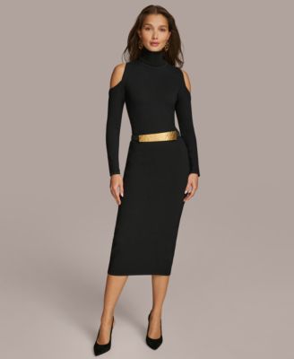 Donna Karan New York - Women's Cold-Shoulder Mock-Neck Dress