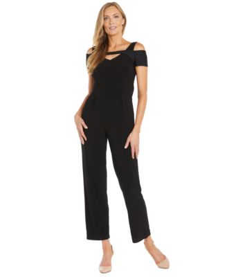 R & M Richards - Women's Cold-Shoulder Layered Jumpsuit