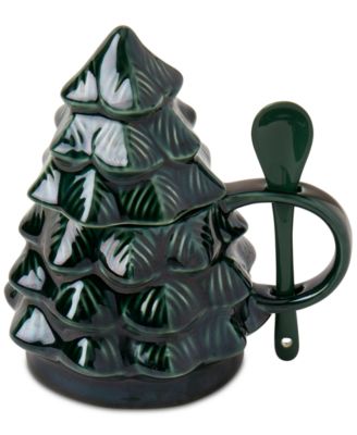 Tabletops Gallery - Green Tree Mug with Lid & Spoon