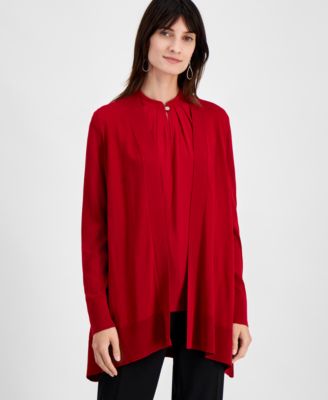 Kasper - Women's Open-Front Long Cardigan