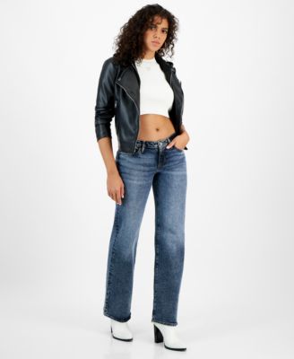 GUESS - Women's Mid-Rise Slouchy Wide-Leg Jeans