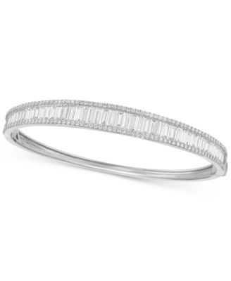 EFFY Collection - Lab Grown Diamond Baguette & Round Bangle Bracelet (4-1/2 ct. t.w.) in 14k White or Yellow Gold