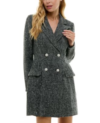 City Studios - Juniors' Sequined Double-Breasted Jacket Dress
