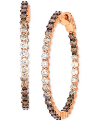Le Vian - Chocolate Ombr&eacute; Diamond Medium Hoop Earrings (3 ct. t.w.) in 14k Rose Gold, 1.3"
