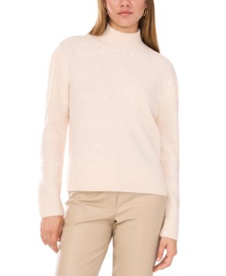 Vince Camuto - Women's Sequin-Stripe Turtleneck Sweater