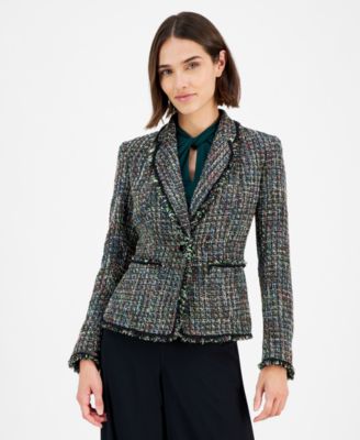 Anne Klein - Women's One-Button Long-Sleeve Tweed Jacket