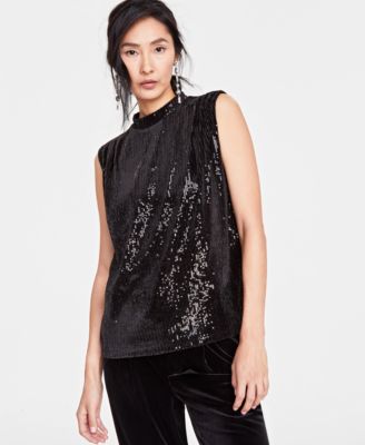 I.N.C. International Concepts - Women's Sequin Cowlneck Muscle Tee
