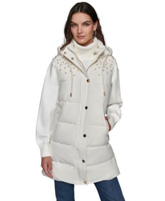 KARL LAGERFELD PARIS - Women's Embellished Hooded Puffer Coat