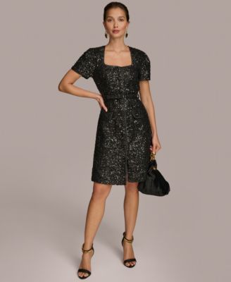 Donna Karan New York - Petite Square-Neck Sequinned Dress