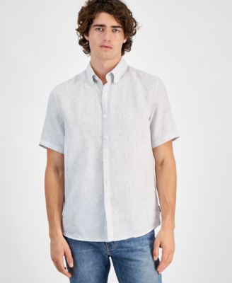 Michael Kors - Men's Slim-Fit Stripe Button-Down Linen Shirt