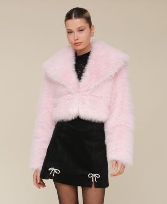 Avec Les Filles - Women's Faux Faux-Fur Cropped Jacket