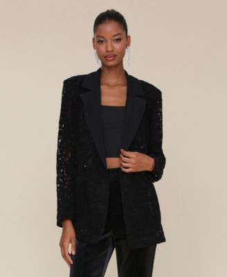 Avec Les Filles - Women's Lace Long-Sleeve Tuxedo Jacket