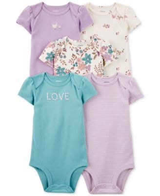 Carter's - Baby Girls Floral Cotton Short-Sleeve Bodysuits, Pack of 5