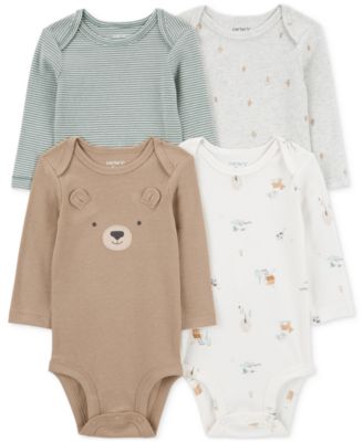 Carter's - Baby Boys Bear Long-Sleeve Bodysuits, Pack of 4