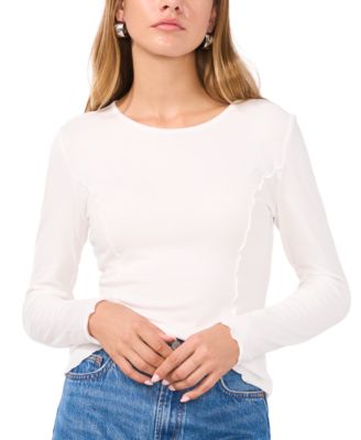 1.STATE - Women's Long-Sleeve Rib-Knit Princess Seam Top
