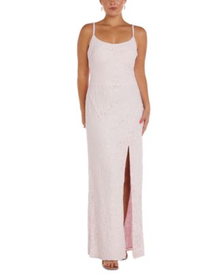 Morgan & Company - Juniors' Glitter Lace Slit-Front Dress