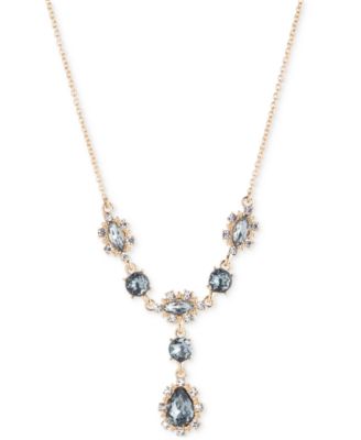 Marchesa - Gold-Tone Pav&eacute; & Color Crystal Statement Lariat Necklace, 16" + 3" extender