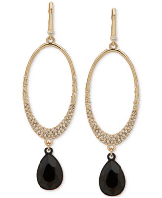 DKNY - Two-Tone Pav&eacute; Oval & Tear-Shape Stone Linear Statement Earrings