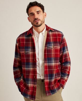 Bonobos - Men's Long Sleeve Button-Front Fleece-Lined Plaid Shirt Jacket