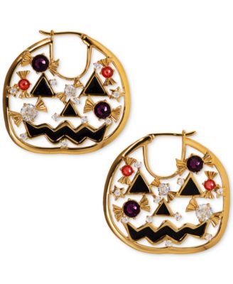 AJOA - Gold-Tone Multicolor Crystal Jack-O'-Lantern Hoop Earrings