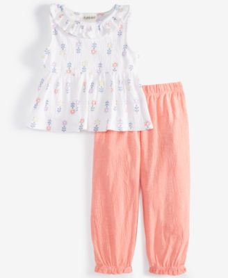 First Impressions - Baby Girls Knit Gauze Tank Top & Pants, 2 Piece Set,