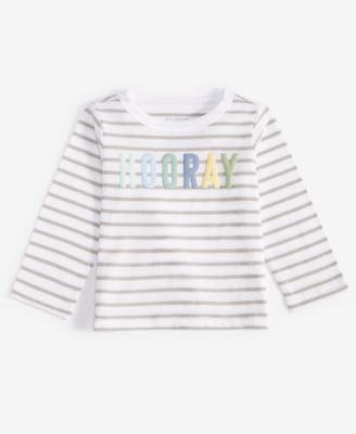 First Impressions - Baby Girls Long-Sleeve Hooray Graphic T-Shirt