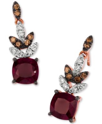 Le Vian - Raspberry Rhodolite&reg; (2-2/5 ct. t.w.) & Diamond (1/4 ct. t.w.) Drop Earrings in 14K Rose Gold