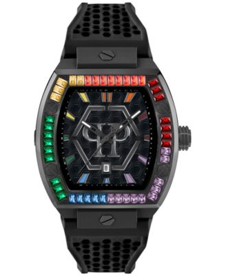Philipp Plein - Men's Hexagon Phantom Black Silicone Strap Watch 44x56mm