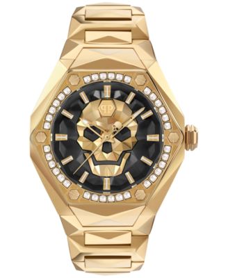 Philipp Plein - Men's The Skull Spikes Gold Ion Plated Stainless Steel Bracelet Watch 45mm