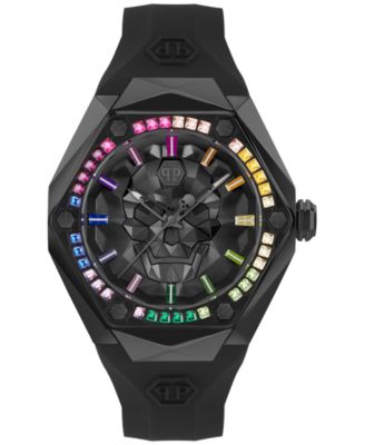 Philipp Plein - Men's The Skull Spikes Black Silicone Strap Watch 45mm