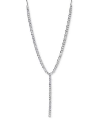 Eliot Danori - Silver-Tone Cubic Zirconia Tennis Lariat Necklace