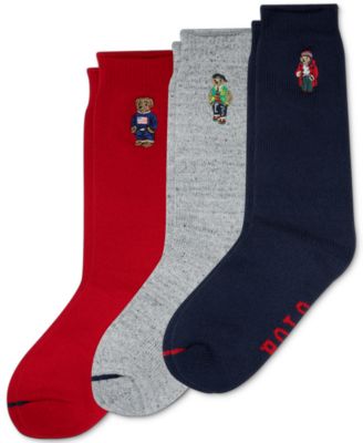 Polo Ralph Lauren - Men's 3-Pk. Assorted Polo Bears Crew Socks