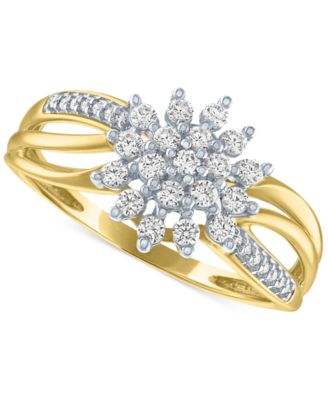 Forever Grown Diamonds - Lab Grown Diamond Star Cluster Ring (1/3 ct. t.w.) in 10k Gold