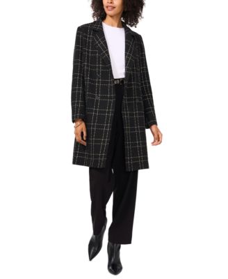 Vince Camuto - Women's Windowpane-Plaid Long Jacket