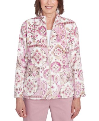 Alfred Dunner - Petite Telluride Fuzzy Medallion-Print Jacket