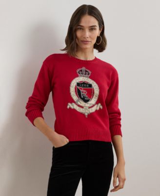 Lauren Ralph Lauren - Women's Intarsia-Knit Crest Cotton Sweater