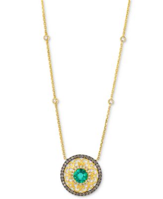 Le Vian - Costa Smeralda Emerald (1/2 ct. t.w.), Chocolate Diamond (1/3 ct. t.w.) & Nude Diamond (1/5 ct. t.w.) 19" Adjustable Necklace in 14k Honey Gold