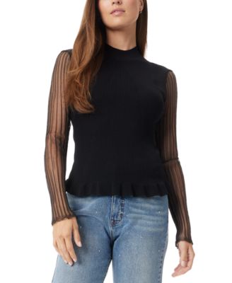 Sam Edelman - Women's Aubree Pleated-Sleeve Mixed-Media Sweater