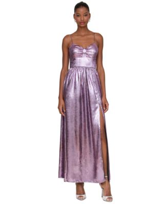 Avec Les Filles - Women's Metallic Foiled Sleeveless Gown