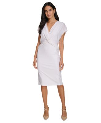 Calvin Klein - Women's Metallic-Dot Twisted Front Midi Dress