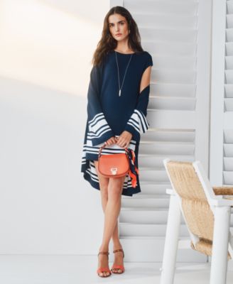 Lauren Ralph Lauren - Women's Two-Tone Cap-Sleeve Shift Sweater Dress
