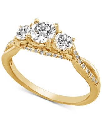 Macy's - Diamond Three Stone Twist Engagement Ring (1 ct. t.w.) in 14k White Gold