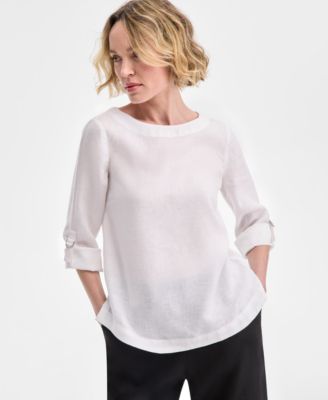 Charter Club - Women's Linen D-Ring Top, Created for Macy's