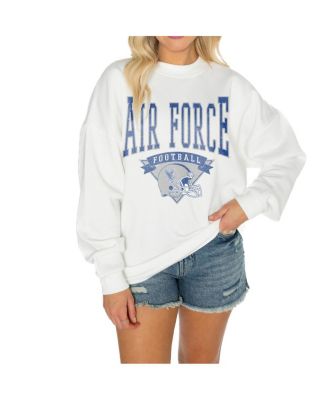 Gameday Couture - Women's White Air Force Falcons Good Vibes Premium Fleece Drop Shoulder Pullover Sweatshirt