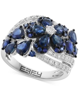 EFFY Collection - Diamond (1/2 ct. t.w.) & Sapphire (3-1/6 ct. t.w.) Ring in 14k White Gold