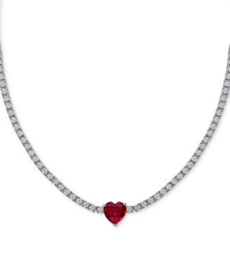 Macy's - Gemstone Heart-Shaped Pendant Necklace in Sterling Silver